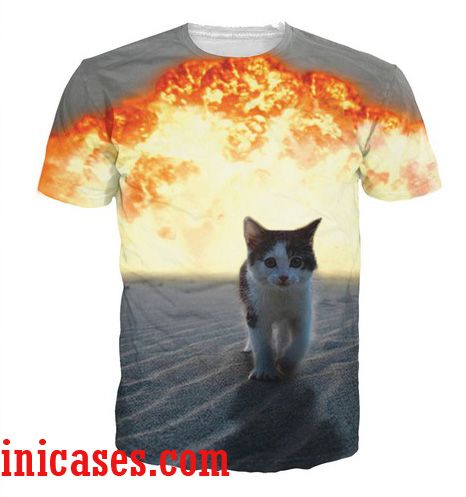 3d cat funny full print graphic shirt two side