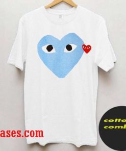 with a blue heart T shirt