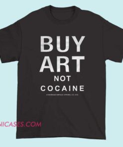 Black T-shirt with bold white text that reads 