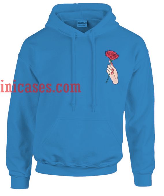 Hand Holding Rose Blue Hoodie pullover Hand Holding Rose Blue Hoodie pullover