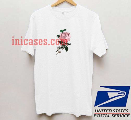 Snake And Rose Pink White T shirt Snake And Rose Pink White T shirt
