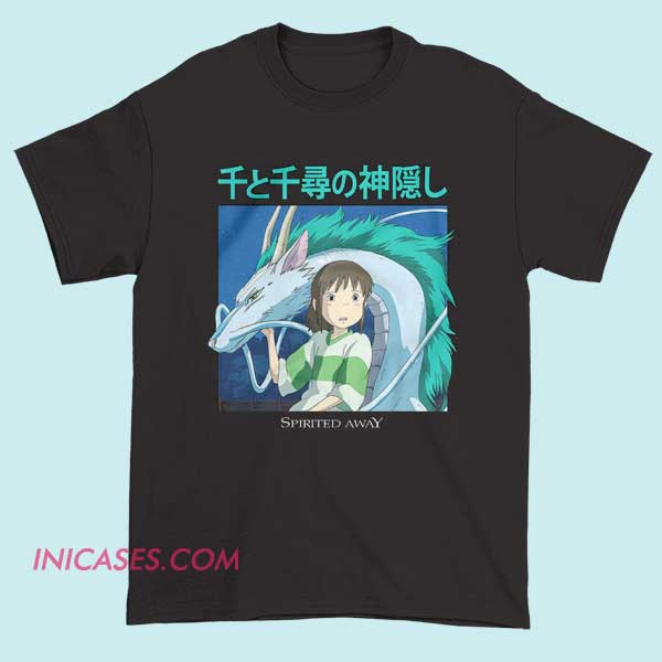 Studio Ghibli Spirited Away T shirt A T-shirt featuring artwork inspired by Studio Ghibli's Spirited Away, showcasing characters like Chihiro and Haku, with a whimsical and magical design that captures the enchanting spirit of the film.