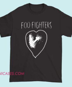A Foo Fighters t-shirt displaying the band's logo with bold lettering and a graphic design, representing the iconic rock band known for hits like 