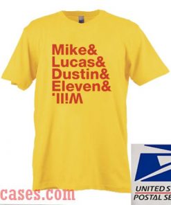Mike Lucas Dustin Eleven Will Yellow T shirt
