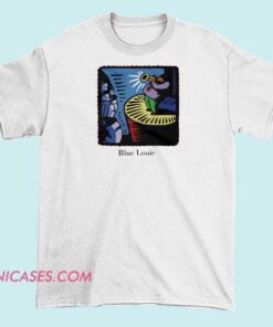 Blue Louie Pop Art T shirt A T-shirt featuring a vibrant pop art design of Blue Louie, with bold colors and graphic elements inspired by comic book art style.