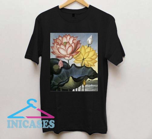 Beautiful Macro view of Flowers Printed on Black T Shirt