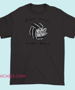 Brown Barge Middle School Panthers volleyball T shirt A Brown Barge Middle School Panthers volleyball T-shirt featuring the school name, a Panther mascot, and volleyball imagery, in school colors, representing the team's spirit.