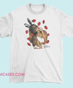 Ariana Grande Strawberry T Shirt A T-shirt featuring a strawberry graphic or design inspired by Ariana Grande, possibly with her name or related artwork.