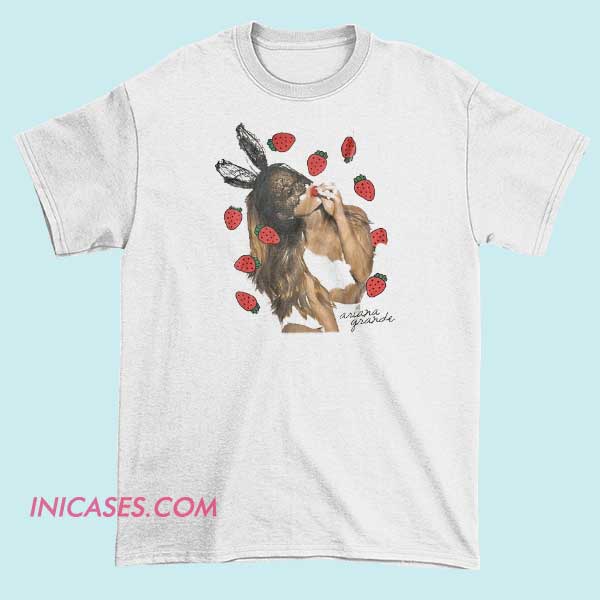 Ariana Grande Strawberry T Shirt A T-shirt featuring a strawberry graphic or design inspired by Ariana Grande, possibly with her name or related artwork.