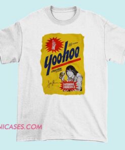 A T-shirt featuring Johnny Ramone, the legendary guitarist of The Ramones, with a design inspired by Yoohoo, showcasing a blend of punk rock style and playful elements.