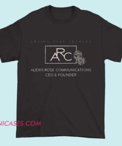 A T-shirt featuring Alexis Rose from Schitt's Creek with a design related to communications, possibly including playful text or graphics that highlight her personality and her role in communication themes.