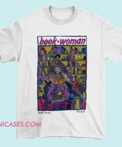 Book Woman T Shirt A T-shirt with a graphic of a woman reading a book, emphasizing a love for reading and literary culture.