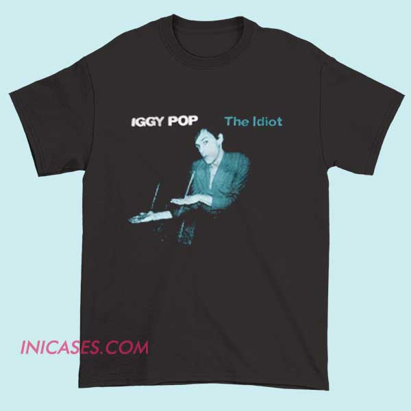 Iggy Pop The Idiot T Shirt A T-shirt featuring Iggy Pop's album "The Idiot," likely displaying the album title, Iggy Pop's name, or related artwork inspired by the album's cover art and punk rock style.
