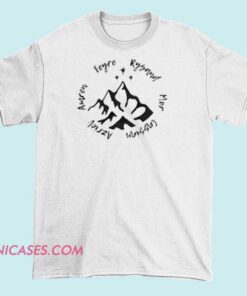 A T-shirt featuring the phrase 