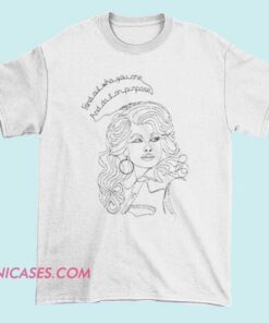 Dolly Parton Find Out Line Art T Shirt A T-shirt featuring line art of Dolly Parton with the phrase
