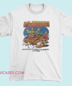 A T-shirt with a playful design featuring the Big Johnson logo and the words 