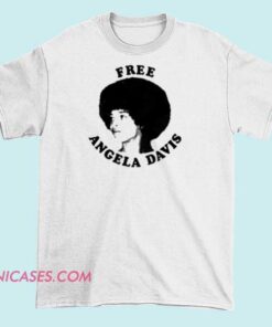 Free Angela Davis T Shirt A T-shirt with a graphic or text supporting Angela Davis, featuring her name and image or message promoting free Angela Davis activism.