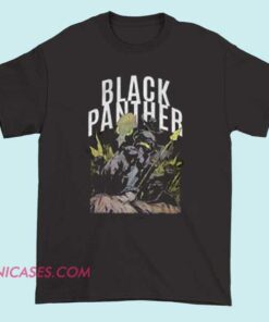Black Panther Army T Shirt A black T-shirt featuring a graphic of the Black Panther from Marvel, with an army-inspired design that includes bold Panther imagery and military-style elements.