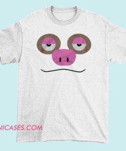 A customizable T-shirt featuring a cute Slakoth, a Pokémon character, allowing for personalization with a name or message.