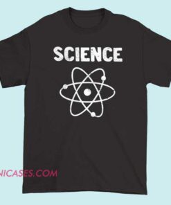A T-shirt with a science-themed design, featuring symbols, formulas, or illustrations related to science, such as atoms, molecules, or laboratory equipment, celebrating curiosity and scientific exploration.