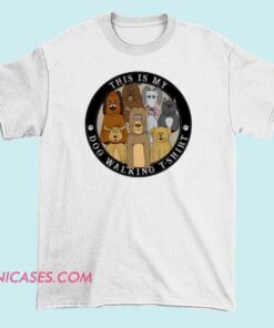 A T-shirt with the phrase "This Is My Dog Walking" printed on it, featuring playful or casual typography, perfect for dog lovers and pet owners during walks with their dogs.
