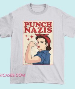 Unisex Erase Racism Say No to Nazis New America Shirt with bold anti-hate activist graphic. Aesthetic streetwear tee for equality and social justice supporters.