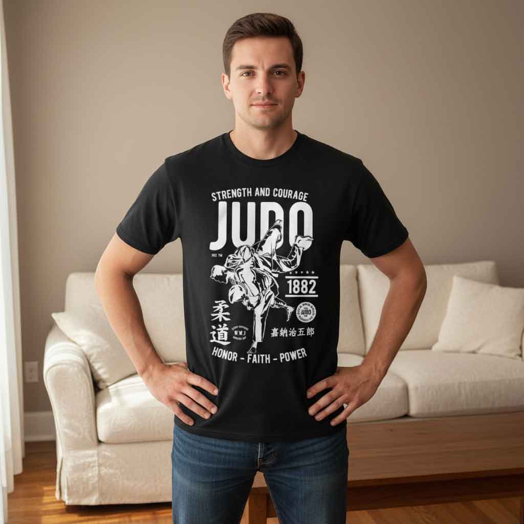 1882 Strength and Courage Judo Silencer T Shirt 1882 Strength and Courage Judo Silencer T shirt featuring bold martial arts typography inspired by judo philosophy, combat sports heritage, discipline, resilience, dojo culture, and grappling warrior mindset apparel