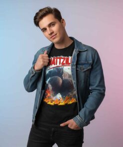 Parody Gyattzilla monster meme shirt featuring a funny viral design inspired by internet humor, oversized monster parody graphic tee, casual cotton t-shirt for meme lovers and streetwear fans