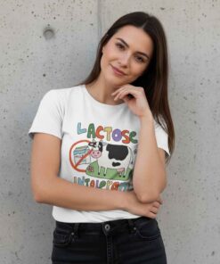 Funny Meme No Milk Lactose Intolerant Shirt Funny No Milk lactose intolerant meme T shirt featuring humorous dairy free message, lactose intolerance joke design, food allergy humor, minimalist typography, vegan friendly lifestyle, and casual streetwear apparel
