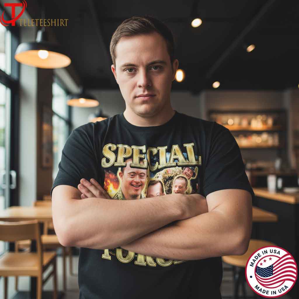 Graphic Photo Special Forces Down Syndrome Shirt Special Forces Down Syndrome awareness shirt featuring a bold graphic design symbolizing strength, inclusion, and advocacy. Support disability awareness, neurodiversity acceptance, and inclusive fashion with this meaningful graphic tee.