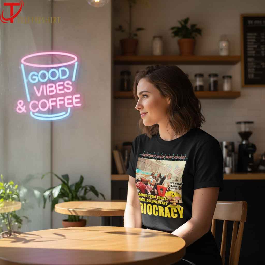 Portrait Seminal Documentary Idiocracyt Shirt Idiocracy portrait parody shirt inspired by the cult classic satire film, documentary-style graphic tee for movie fans, pop culture humor t-shirt with retro design and casual streetwear vibe