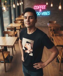 High-quality Jack Harlow portrait graphic T-shirt featuring the American rapper in a bold cover-style print, hip hop streetwear design, unisex music merch tee for rap fans and modern fashion lovers