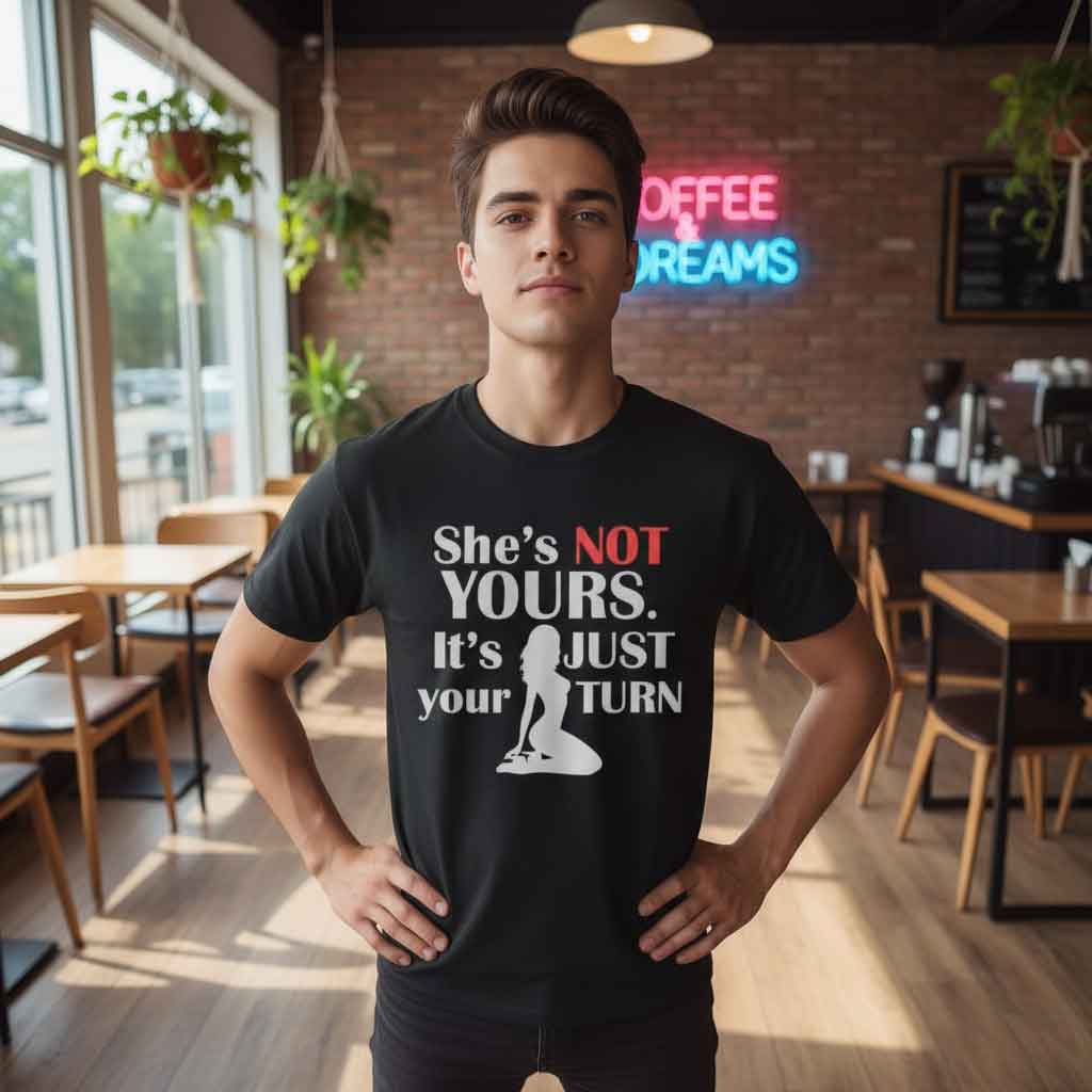 Funny Workout She's Not Yours Shirt Funny workout “She’s Not Yours” gym shirt with bold typography, savage fitness humor t-shirt for gym lovers, weightlifting fans, bodybuilding style, casual streetwear fitness apparel