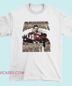 Robert Downey Syndrome graphic photo shirt featuring a bold parody-style celebrity inspired image, combining meme culture, pop culture humor, and expressive graphic tee design for casual streetwear fans.