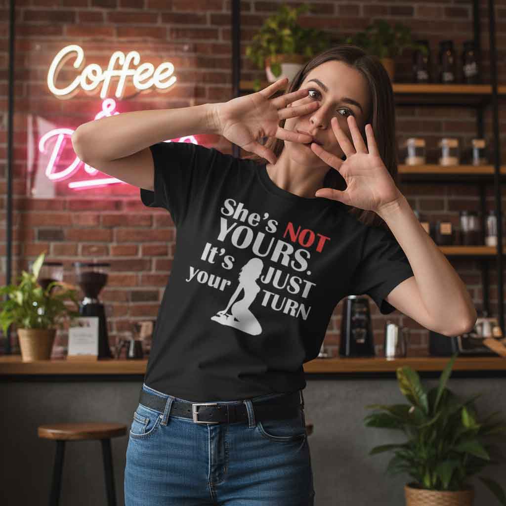 Funny Workout She's Not Yours Shirt Funny workout “She’s Not Yours” gym shirt with bold typography, savage fitness humor t-shirt for gym lovers, weightlifting fans, bodybuilding style, casual streetwear fitness apparel