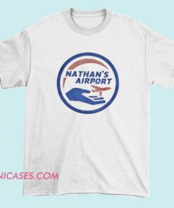 Vintage Logo Design Nathan’s Airport shirt featuring a retro-inspired airport-style logo graphic, perfect for travel lovers, aviation fans, classic typography enthusiasts, and casual streetwear graphic tee collectors.