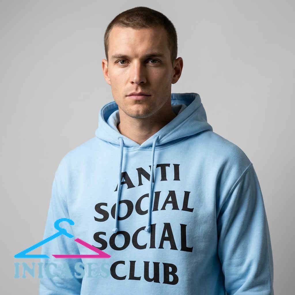 Authentic Anti Social Social Club Sky Blue Hoodie Sky blue streetwear graphic shirt inspired by modern urban fashion with bold typography on soft cotton. Casual apparel for streetwear fans, everyday outfits, and relaxed contemporary style.