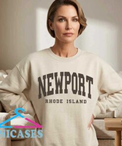 Retro Newport Rhode Island White Varsity Block Letter Sweatshirt