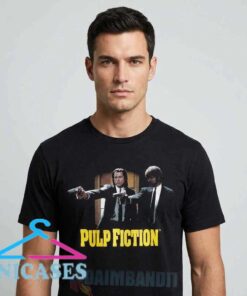 Vintage Pulp Fiction graphic tee featuring a retro inspired movie design on a soft cotton short sleeve shirt. Classic film apparel for movie lovers, pop culture fans, and vintage streetwear style.