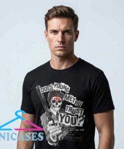 Young Metro Trust You Graphic Cotton T Shirt featuring bold typography on soft cotton fabric, music inspired streetwear, hip hop fashion, casual graphic tee for everyday wear.