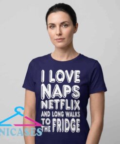 Nursing Naps Netflix Graphic T Shirt featuring funny typography on soft cotton fabric, cozy lifestyle apparel, casual graphic tee, humorous fashion, everyday streetwear.