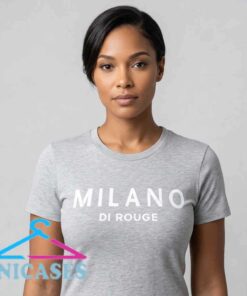 Milano Di Rouge spell out logo tee, black cotton graphic t-shirt, urban streetwear inspired design, unisex short sleeve shirt, sizes S to 2XL, Inicases apparel