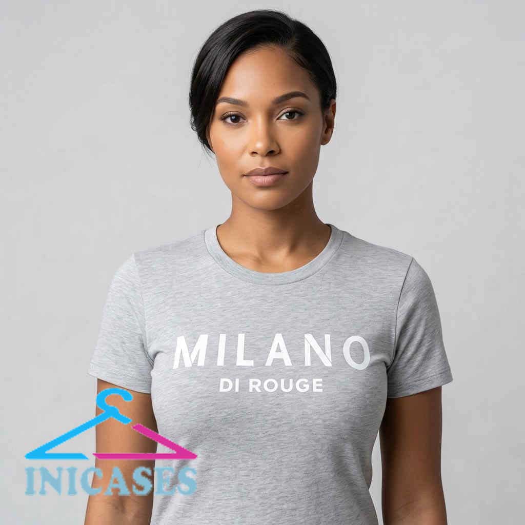 Milano Di Rouge Spell Out Logo Tee Shirt Milano Di Rouge spell out logo tee, black cotton graphic t-shirt, urban streetwear inspired design, unisex short sleeve shirt, sizes S to 2XL, Inicases apparel