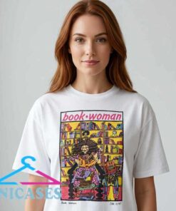 Vintage Book Woman Aesthetic graphic tee featuring an illustrated book lover design on soft cotton. Artistic reading inspired shirt for literature fans, librarians, students, and everyday casual wear.