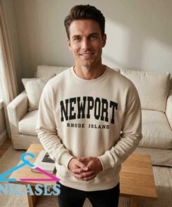Retro Newport Rhode Island White Varsity Block Letter Sweatshirt