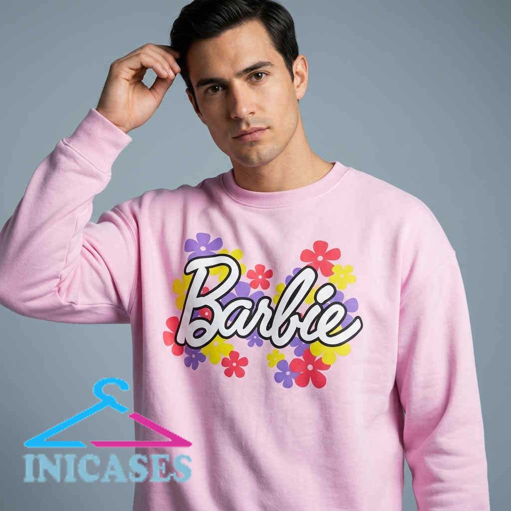 Y2K Style Barbie Floral Logo Sweatshirt California Dream Barbie Y2K Floral Graphic Sweatshirt featuring retro floral logo artwork on soft cotton fabric, aesthetic fashion, vintage inspired streetwear, casual everyday apparel.