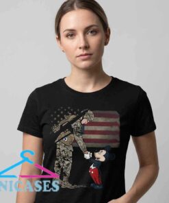 American Soldier Shaking Hands with Mickey Mouse T-Shirt