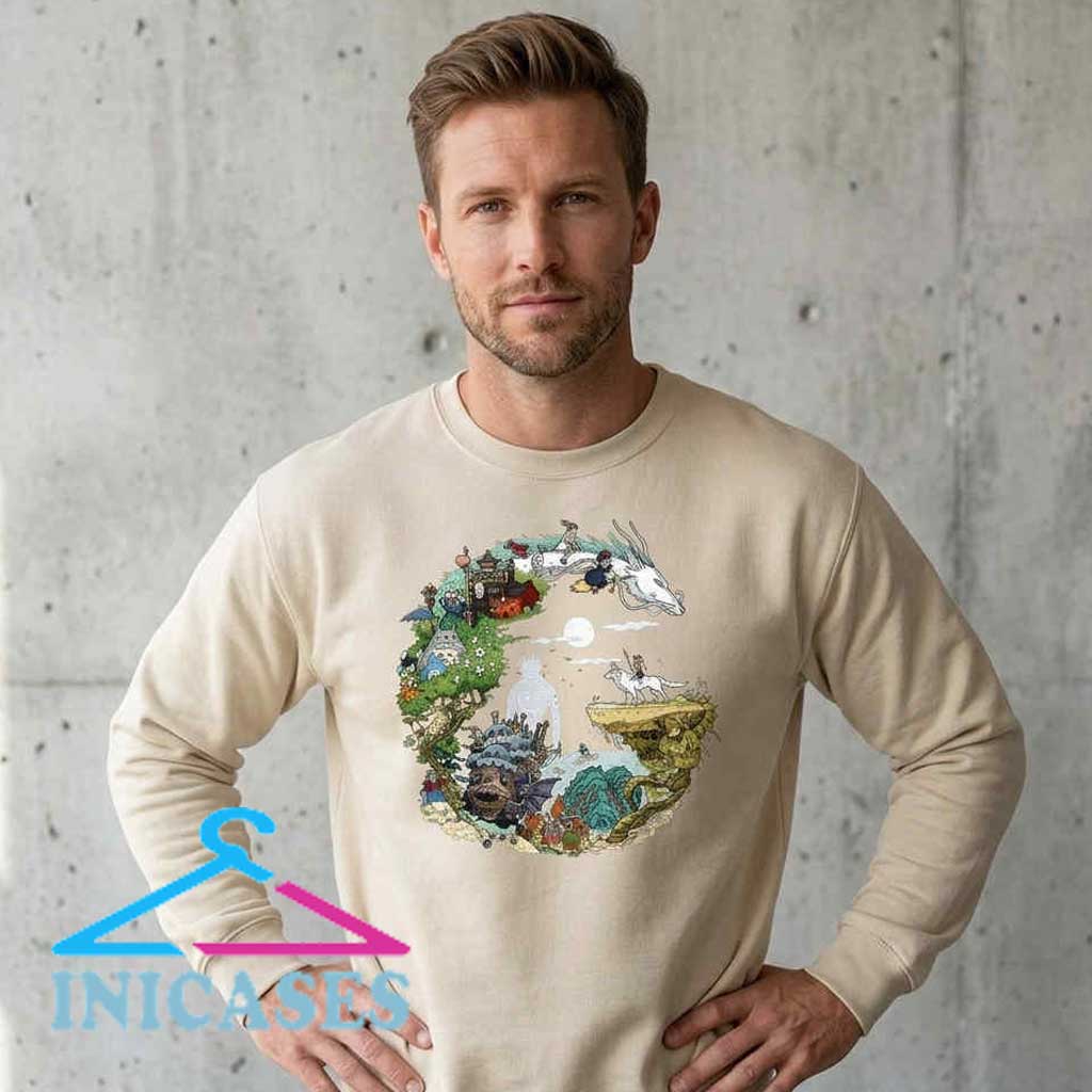 Studio Ghibli Characters Circle Collage Graphic Sweatshirt Studio Ghibli Characters Circle Collage Graphic Sweatshirt - Image 2