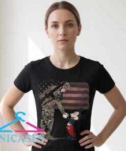 American Soldier Shaking Hands with Mickey Mouse T-Shirt