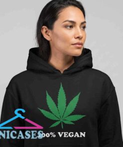 Cannabis Leaf 100% Vegan Black Hoodie